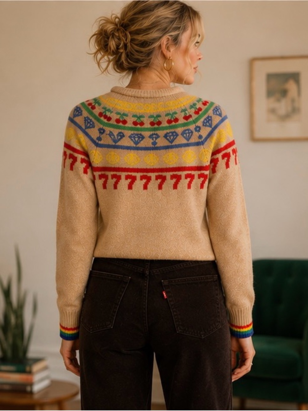 Rachel Antonoff Jackpot Alpaca Fair Isle Sweater S - Picture 13 of 14
